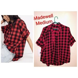 Madewell Buffalo Print Shirt in Red and Black Medium